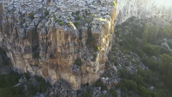 Ihlara Valley Canyon View From Air During Sunrise