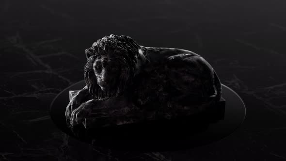 The Sculpture of a Lion Flips Over on the Platform alt