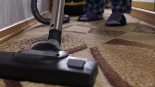 Cleaning Brown Carpet With Vacuum Cleaner