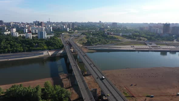 Belsky Southern Automobile Bridge Over the Belaya River in the City of Ufa the Capital of
