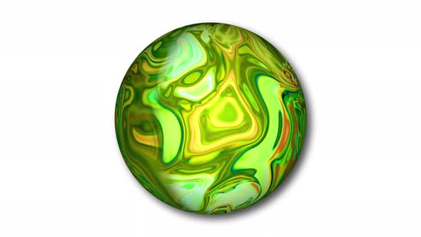 Abstract green color sphere spinning  on white background. A 48