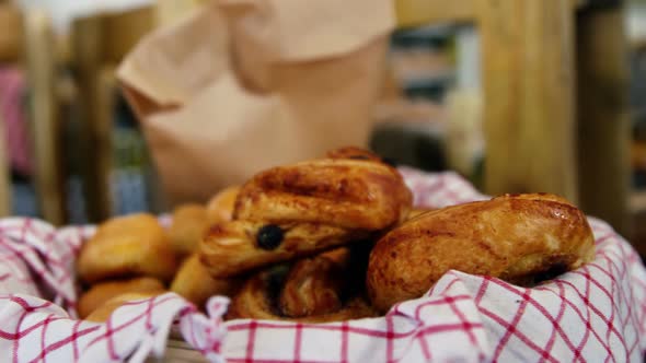 Close-up of croissant at bakery section alt