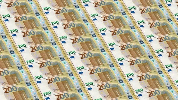 New 200 Euro Banknote. It’s Moving Left Upwards. Looped Animation. alt