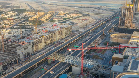 Dubai Downtown During Sunset Timelapse alt