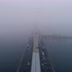 Aerial View of South Subway Cable Bridge in the Fog - VideoHive Item for Sale