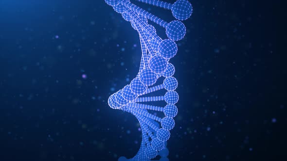 Long Infinite Fly Near Blue DNA Chain
