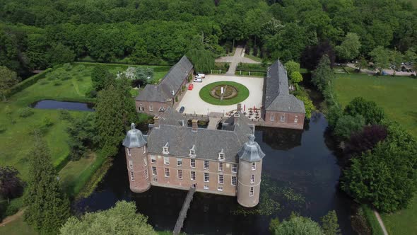 Castle Slangenburg in the Achterhoek, Gelderland, the Netherlands, Aerial alt
