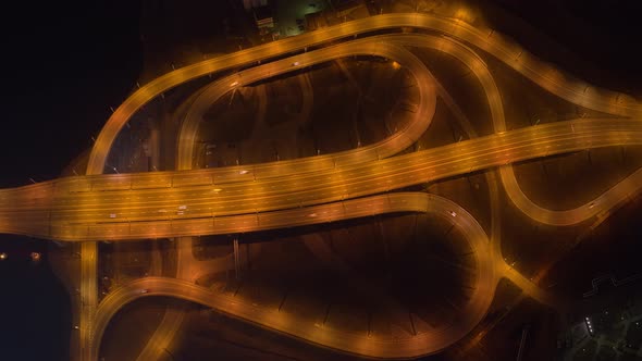 Top View of a Traffic Interchange Drone Timelapse