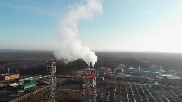 There Is White Smoke From the Chimney, City Boiler Room From a Height, The Heating Season 