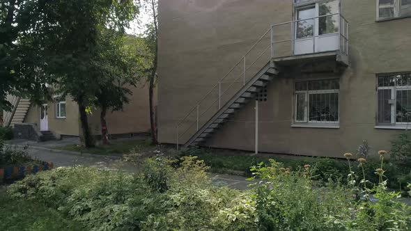 Drone view of children's drawings on the asphalt and Playgrounds 24 alt