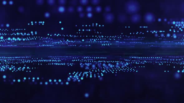 Glittering Blue Particles On A Blue Background