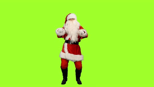 Santa Claus Dancing Сhristmas Dance on Green Background