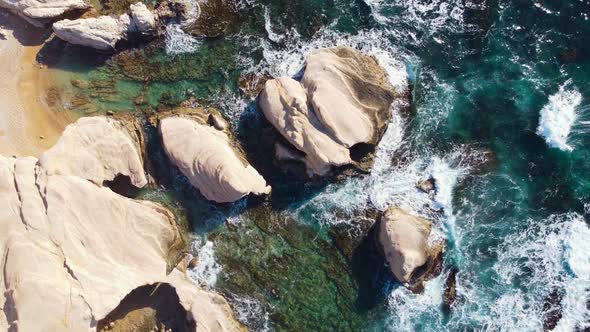 Nature Sea Waves on the Rocky Coast Water Texture Aerial View Over the Ocean Cyprus alt
