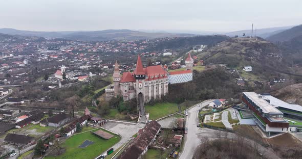 Famous Attraction Gothic Corvin Castle in Hunedoara Transylvania Romania alt