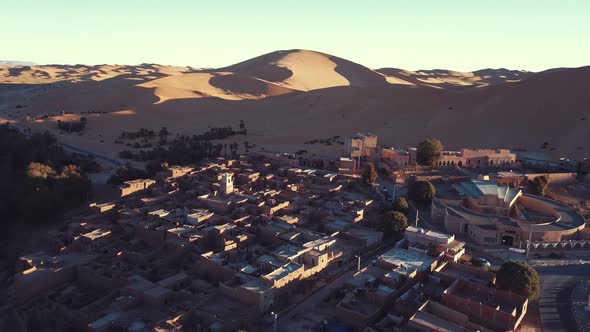 Aerial View Of The Authentic Ancient Taghit In The Sahara Desert, Algeria alt