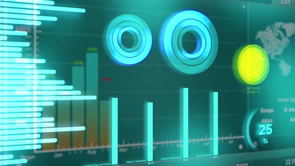Corporate Financial Data HUD with Numbers and Charts alt
