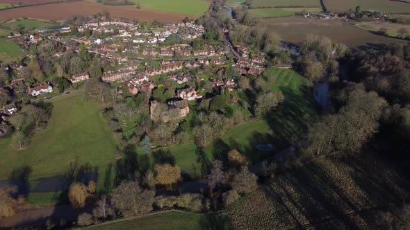 Aerial Stoneleigh Village River Avon flooding Church