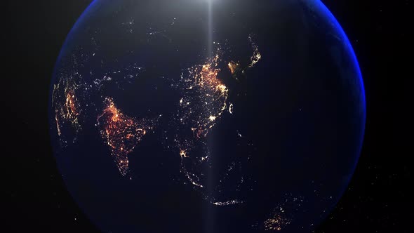 Realistic Earth Night Zoom Out Clouds China Guangzhou Hong Kong alt