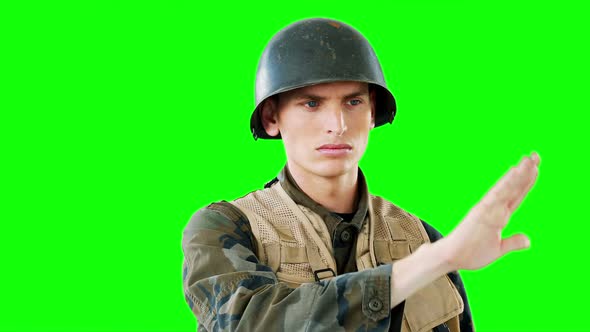 Soldier using digital screen alt