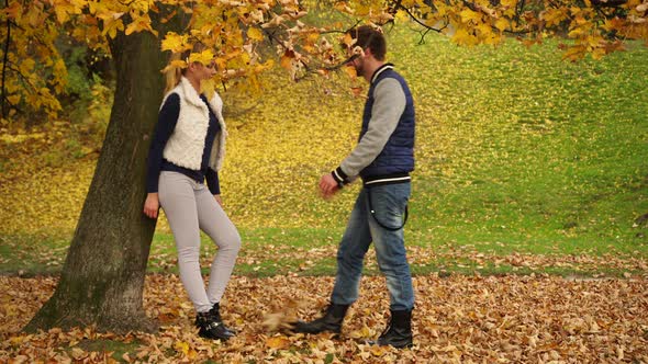 Couple In Love Enjoying Romantic Date In Park