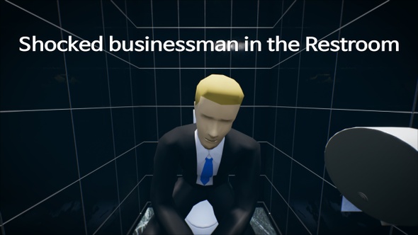 Shocked Businessman in the Restroom 4K alt