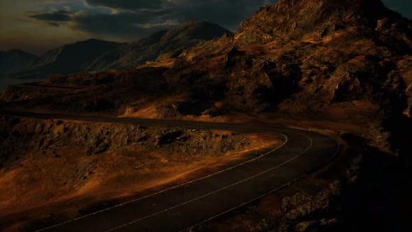 Mountain Landscapes in Scotland with Road alt