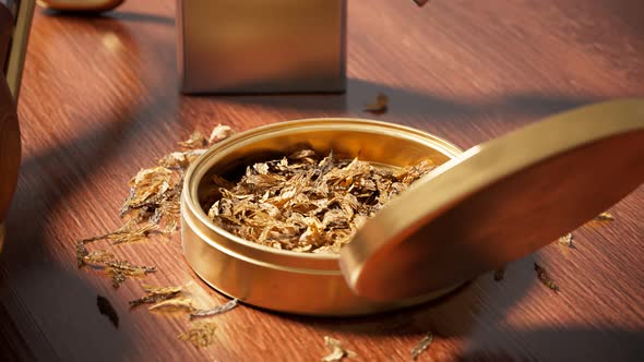 Old fashioned tobacco pipe kit. Elegant traditional style pipe with accessories. alt