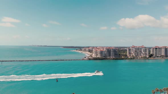 Amazing Aerial View of Miami Beach Coastline From Drone on a Sunny Day Slow Motion alt