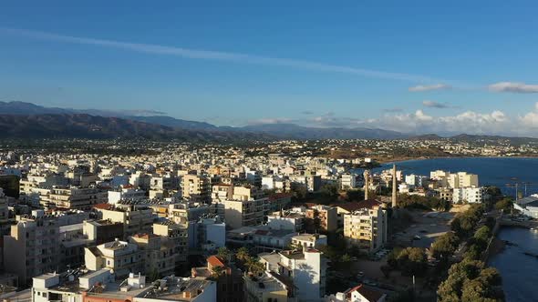 Beautiful Views of the City, Houses, Sea on Crete, Greece 2019
