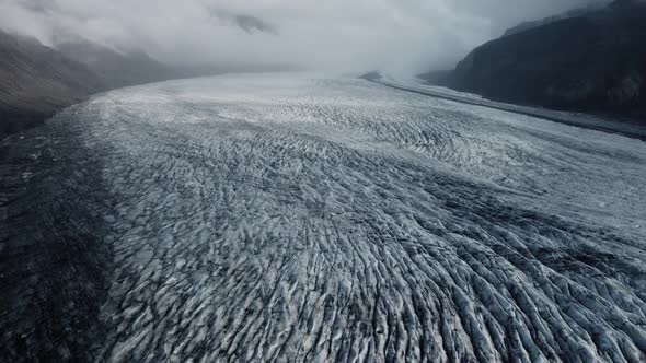 Flying Over the Vast Glacier Tongue End