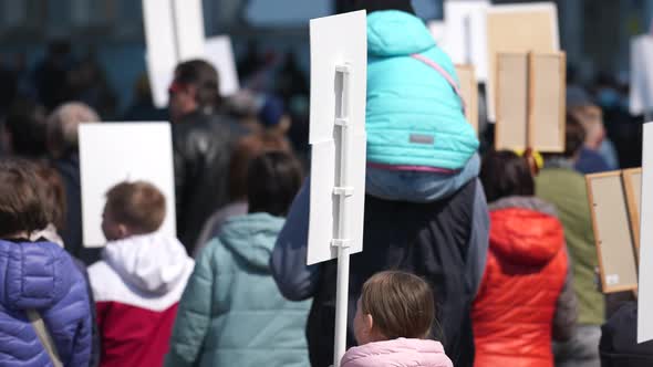 Kid in russia. Children and parent. Moscow. Young girl with russian flag. Child. Protest demonstrate alt