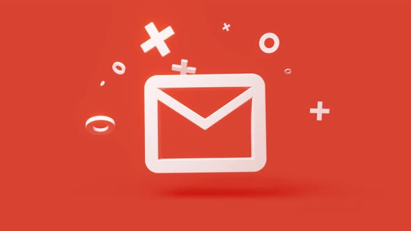 Mail 3d Icon on a Simple Red Background Seamless Animation Loop alt