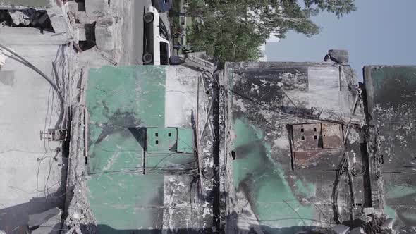 Vertical Video of a House Destroyed By the War in Ukraine alt
