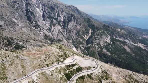 Road in the Mountains on the Llogara Pass in Albania