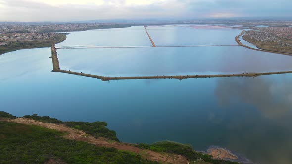 Aerial View of Drone Flying Over Salt Pan