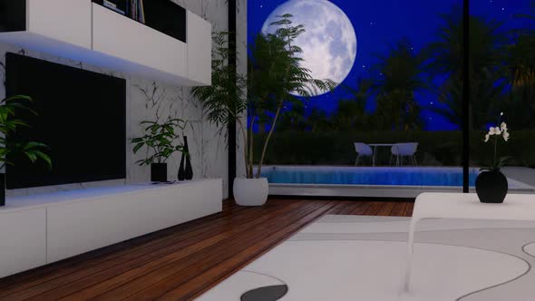 Modern House With Swimming Pool Time-Lapse