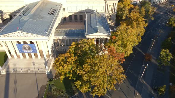Aerial of Museum of Fine Arts in Budapest Hungary alt