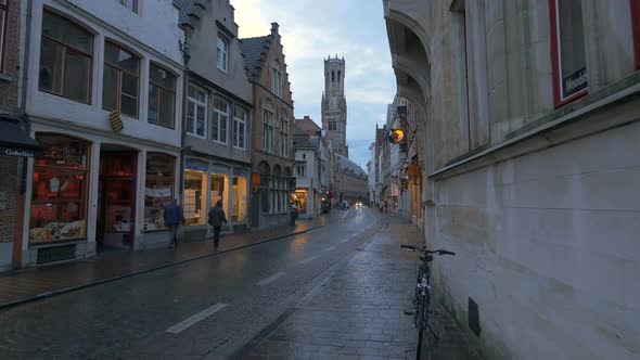 Wollestraat street in Bruges