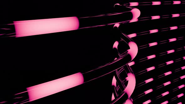 Abstract Parallel Black Tubes with Surrounded Pink Neon Lights Seamless Loop alt