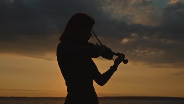 Silhouette of Woman Playing Violin alt