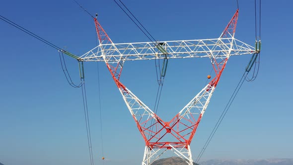 Pylon carries wires that transport electric power from generating stations to electrical substations alt
