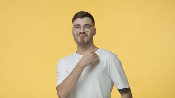 Man Making Champion Dance and Cheerfully Smiling alt