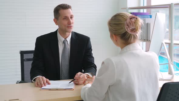 Job Seeker in Job Interview Meeting with Manager alt