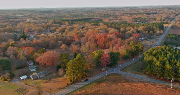 Small Quiet American Town Boiling Spring on Autumn Day in South Carolina alt