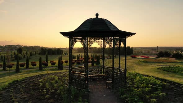 Scenic Landscape of Beautiful Summer Park Dobropark at Sunrise Motyzhyn Ukraine alt