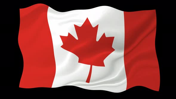 Canada Flag Waving Animated Black Background
