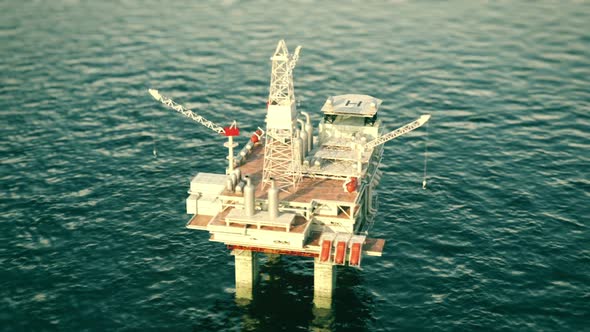 A 360 degrees footage of the oil rig platform on the sea. Loopable animation. HD alt