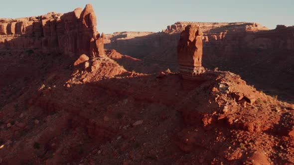 Aerial shot of the amazing rock formations on southern Utah. alt