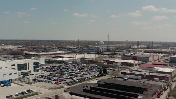 Aerial Drone View of Suburban Shopping Center and General Store Near Big Road Real Estate in alt