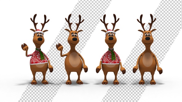Christmas Santa Reindeer Rudolph - Hello Gesture (4-Pack)